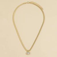 Oval Bezel Snake Chain Necklace: Gold