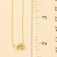 Mini Pearl And Metallic Station Charms Chain Necklace - Gold