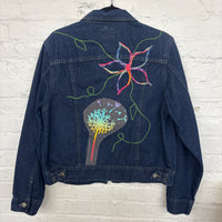 Repurposed Jacket with Dandelion + Flowers Patch