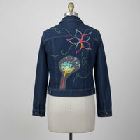 Repurposed Jacket with Dandelion + Flowers Patch