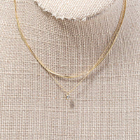 Double Chain Rhinestone Charm Necklace - Gold