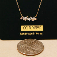 Gold Dipped Cubic Zirconia Butterflies Pendant Necklace