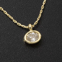 Dainty Oval Bezel Cz Pendant Necklace: Gold