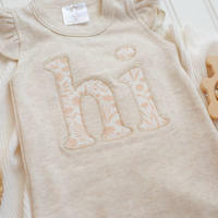 Baby Girl Outfit | Oatmeal Flutter Romper - HI