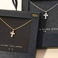 Secret Box Cubic Zirconia Mini Cross Charm Necklace