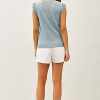 Crochet Ruffle Top - Blue