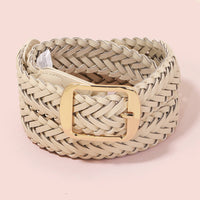 Vegan Leather Braided Belt: Ivory