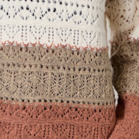 Color Blocked Pointelle Sweater - Latte Olive