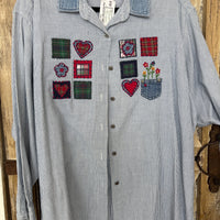 Repurposed Shirt with America The Beautiful Flowers Patch