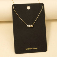 Mini Pearl And Metallic Station Charms Chain Necklace - Gold