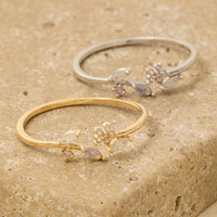 Gold Dipped Flower Leaf Open Ring