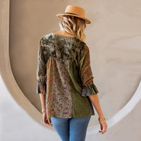 Vintage Boho Patchwork Top - Gravel