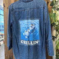 Repurposed Denim with Chillin' Snowman Patch