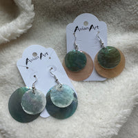 Double Circle Shell Drop Earrings