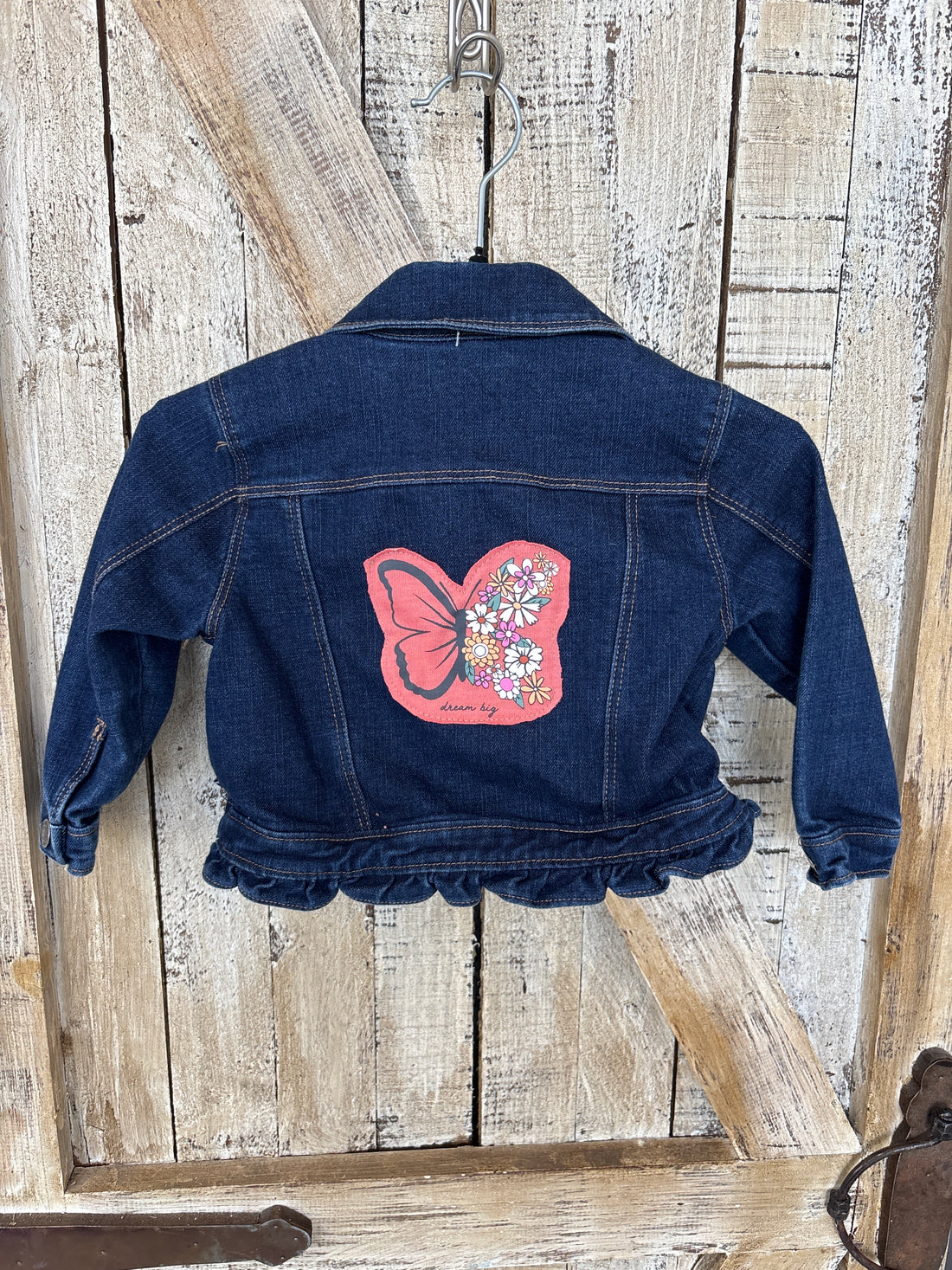 Repurposed Kid's Jacket with Dream Big Butterfly Patch