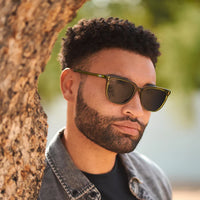 Abner - Classic Retro Square Polarized Sunglasses - Green Frame/Black Lens