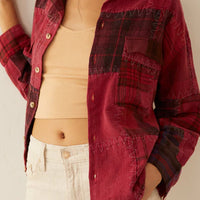 Emma Dawn Patchwork Shacket - Red