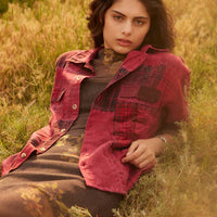 Emma Dawn Patchwork Shacket - Red