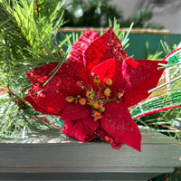 Sparkle Poinsettia Clip