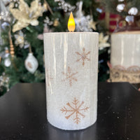 Golden Snowflake LED Pillar Candle