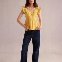 Bohera Angelina Yellow Gingham Top - Yellow