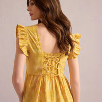 Bohera Angelina Yellow Gingham Top - Yellow