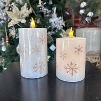 Golden Snowflake LED Pillar Candle