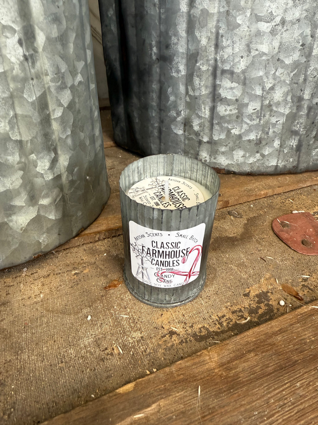 Candy Cane Soy Tin Candle