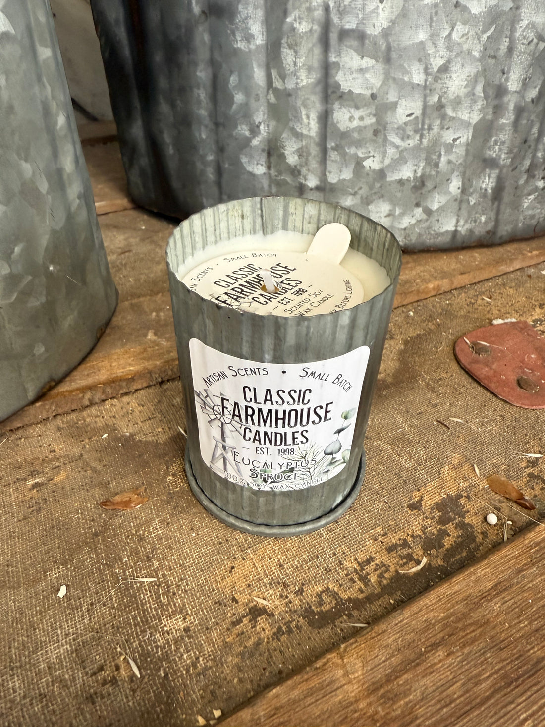 Eucalyptus Spruce Soy Tin Candle
