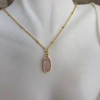 Gold Dainty Oval Stone Necklace