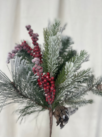 Frosted Berries + Pinecones Spray