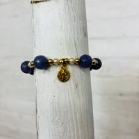 Adjustable Purple Beaded Charm Bracelet
