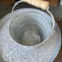 Silver Decorative Bucket with Wooden Handle