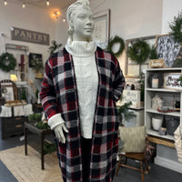 Crimson Check Cardigan