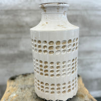 White + Tan Ceramic Pot