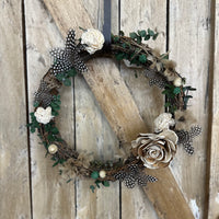 Pheasant + Guinea Fowl Feather Floral Wreath