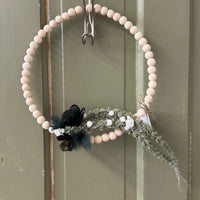Duck + Guinea Fowl Feather Flower Beaded Wreath