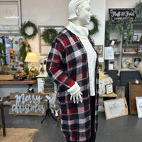 Crimson Check Cardigan