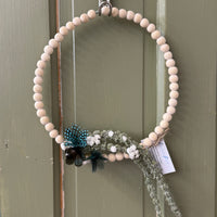 Duck + Guinea Fowl Feather Flower Beaded Wreath