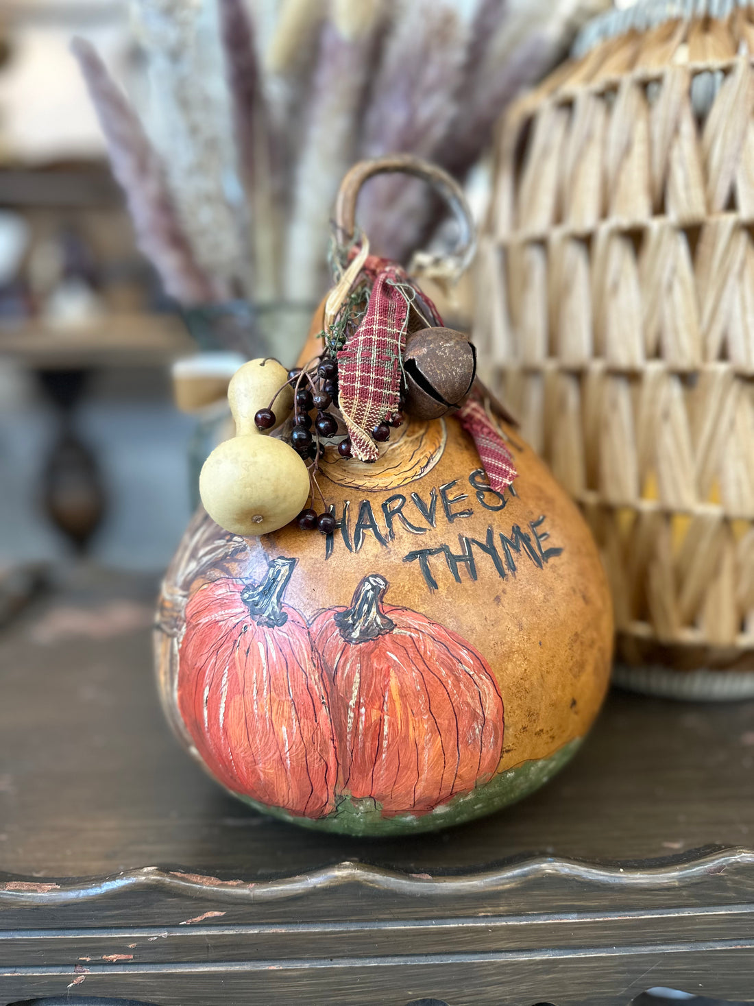 Harvest Thyme Hand Painted Gourd