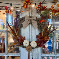 Pheasant Feather Wreath - Pumpkins