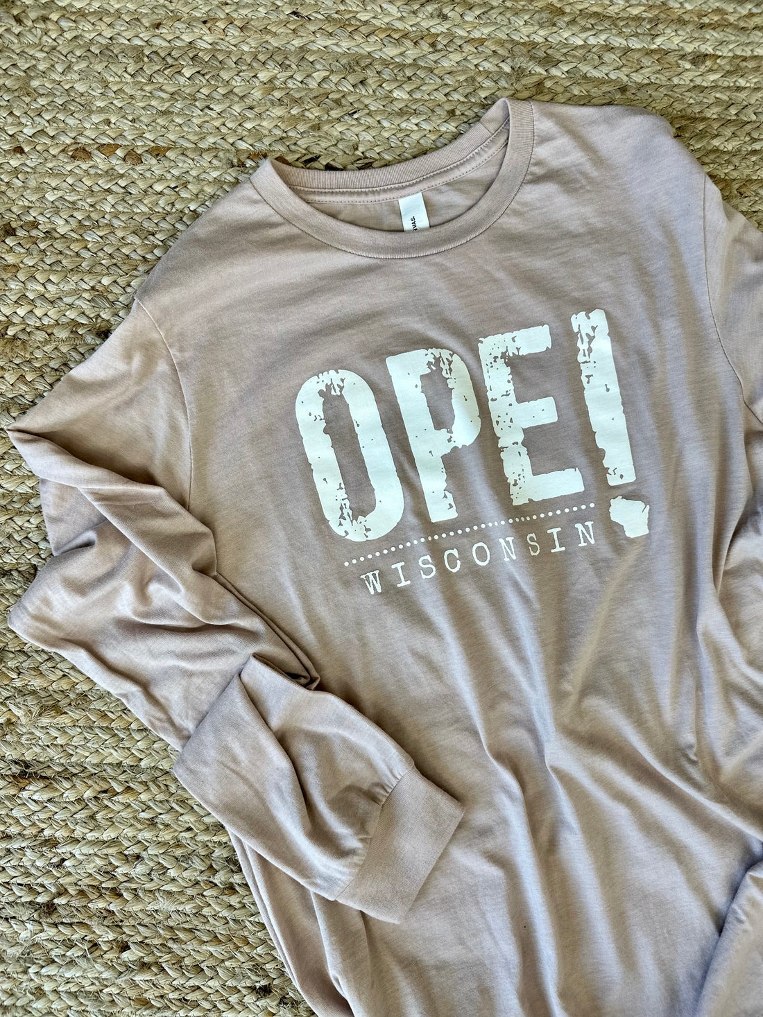 OPE! Wisconsin Pale Pink Long Sleeve Tee