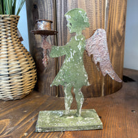 Angel Candle Holder - Green + Copper