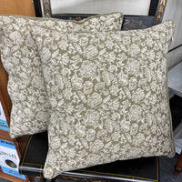 Reversible Green Floral Pillow - 16"