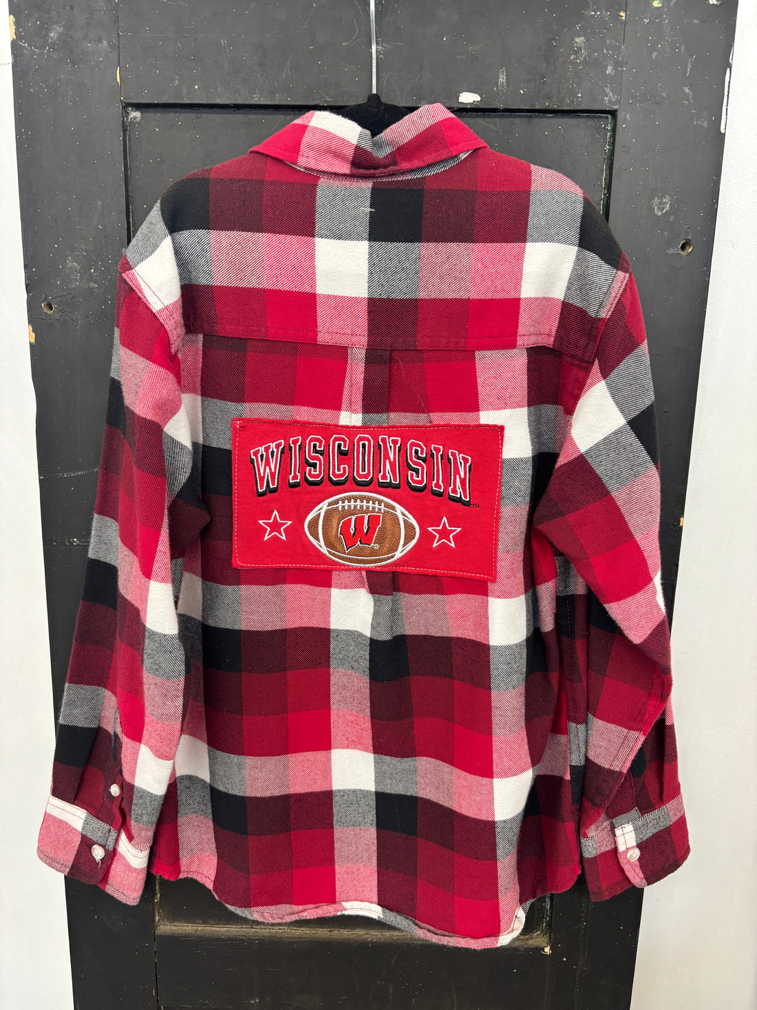 Repurposed Kid's Shirt with Wisconsin Football Patch