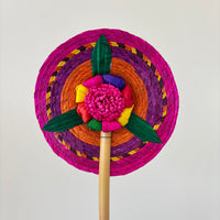 Hand-Woven Palm Leaf Fan - Pink