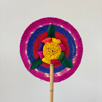 Hand-Woven Palm Leaf Fan - Pink