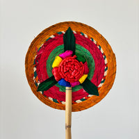 Hand-Woven Palm Leaf Fan - Orange