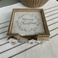 Natural Christmas House Coaster Set