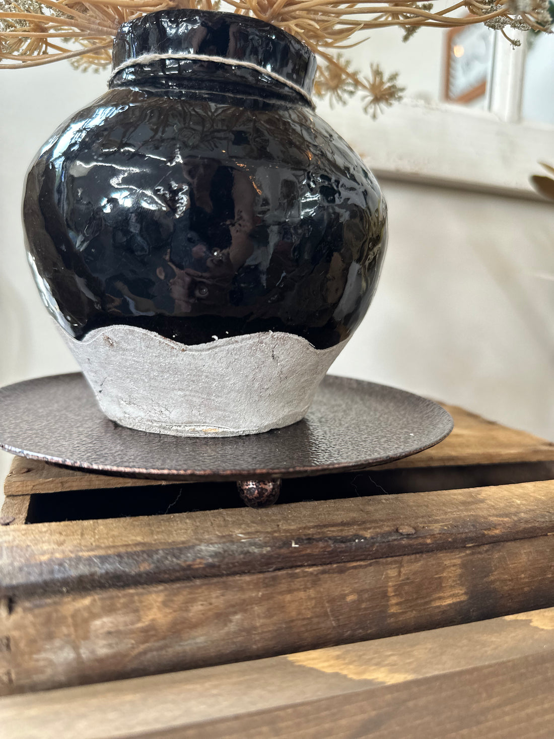 Speckled Bronze Plant Stand/Jewelry Dish